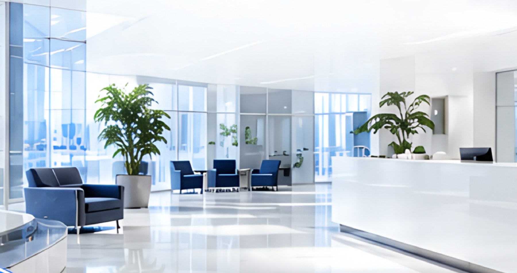 A commercial building lobby held to a SKUZY cleaning standard